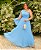 Vestido de festa longo, com capa lisa - Azul Serenity - Imagem 3
