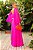 Vestido de festa longo, com manga longas removíveis e fluidas com babados - Rosa Pink - Imagem 2