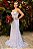 Vestido de noiva longo, com modelagem sereia em tule bordado - Off White - Imagem 1