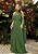 Vestido de festa longo, frente única com capa - Verde Oliva - Imagem 1