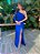 Vestido de festa longo, nula manga com fenda - Azul Royal - Imagem 1
