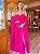 Vestido de festa longo, com capa e fenda - Rosa Pink - Imagem 1