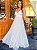 Vestido de noiva longo, com alças finas com decote v - Off White - Imagem 1