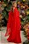 Vestido de festa longo, com capa removível e busto drapeado - Vermelho - Imagem 3