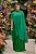 Vestido de festa longo plus size, em paetê com capa - Verde Bandeira - Imagem 1