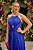 Vestido de festa longo, frente única com recortes e fenda - Azul Royal - Imagem 3