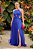 Vestido de festa longo, frente única com recortes e fenda - Azul Royal - Imagem 1