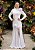 Vestido de noiva longo, sereia com aplicação de flores - Off White - Imagem 1