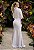 Vestido de noiva longo, sereia com aplicação de flores - Off White - Imagem 3