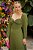 Vestido de festa longo, plissado em manga longa - Verde Oliva - Imagem 2