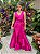 Vestido de noiva longo, em zibeline com decote em v, estilo sereia - Rosa Pink - Imagem 1
