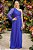 Vestido de festa longo, nula manga com busto drapeado - Azul Royal - Imagem 1