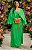 Vestido de festa longo, com capa e decote v - Verde - Imagem 1