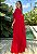 Vestido de festa longo, decote em v, drapeado no busto e capa - Vermelho - Imagem 4
