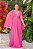Vestido de festa longo, bordado em pedraria com capa - Rosa Pink - Imagem 2