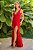 Vestido de festa longo, bordado em pedraria e fenda - Vermelho - Imagem 1