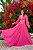 Vestido de festa longo, bordado em pedraria com decote v e tule na lateral - Rosa Pink - Imagem 2