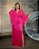 Vestido de festa plus size longo, em chiffon e saia em cetim - Rosa Pink - Imagem 3