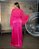 Vestido de festa plus size longo, em chiffon e saia em cetim - Rosa Pink - Imagem 4