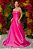 Vestido de festa longo, zibeline, tomara que cai, com faixa removível - Rosa Pink - Imagem 1