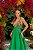 Vestido de festa longo, zibeline, bordado em pedraria - Verde Bandeira - Imagem 5