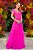 Vestido de festa longo, tule e alça com babado - Rosa Pink - Imagem 1