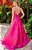 Vestido de festa longo, bordado em pedraria zibeline com aplicação de flor - Rosa Pink - Imagem 3