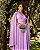 Vestido de festa longo, com fenda, capa e no transpassado no busto - Lavanda - Imagem 2