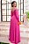 Vestido de festa longo plus size, com magas longas e fenda - Pink - Imagem 3