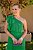 Vestido de festa em crepe de seda, nula manga e plissado - Verde Bandeira - Imagem 3