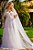 Vestido de noiva longo, ombro a ombro bordado em pedraria - Off White - Imagem 1
