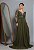Vestido de festa longo, manga longa, bordado em pedraria - Verde Oliva - Imagem 1