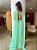 Vestido de festa longo, bordado em pedraria decote nas costas com capa - Verde Claro - Imagem 4