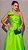 Vestido de festa longo em zibeline, nula manga com detalhe no busto e laço - Verde Lima - Imagem 2