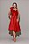 Vestido de festa midi, nula manga em zibeline e babado no busto - Vermelho - Imagem 1