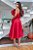 Vestido de festa midi, nula manga em zibeline e babado no busto - Vermelho - Imagem 6