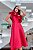 Vestido de festa midi, nula manga em zibeline e babado no busto - Vermelho - Imagem 5