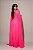 Vestido de festa longo, com decote V com detalhe pluma - Rosa Pink - Imagem 4