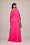 Vestido de festa longo, com capa em decote em v - Rosa Pink - Imagem 3