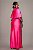 Vestido de festa longo, com decote em v e fenda - Rosa Pink - Imagem 3