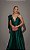Vestido de festa longo, em zibeline com decote em v e alças finas - Verde Esmeralda - Imagem 2