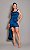 Vestido de festa curto, com detalhe na saia com babado - Azul Petróleo - Imagem 1