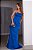 Vestido de festa longo, tomara que caia, sereia com babados assimétricos - Azul Royal - Imagem 3