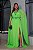 Vestido de festa longo, com bordado em pedraria - Verde Lima - Imagem 1