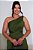 Vestido de festa longo, nula manga drapeado no busto, com faixa removível - Verde Oliva - Imagem 2
