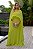 Vestido de festa longo, em chiffon com alças finas e capa removível - Verde Lima - Imagem 1