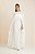 Vestido de noiva longo, em chiffon com alças finas e capa removível - Off White - Imagem 4