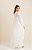 Vestido de noiva longo, em chiffon com alças finas e capa removível - Off White - Imagem 7