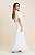 Vestido de noiva longo, em chiffon, drapeado no ombro em detalhe de pluma - Off White - Imagem 3