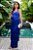 Vestido de festa longo, em franja com cinto removível - Azul Royal - Imagem 1